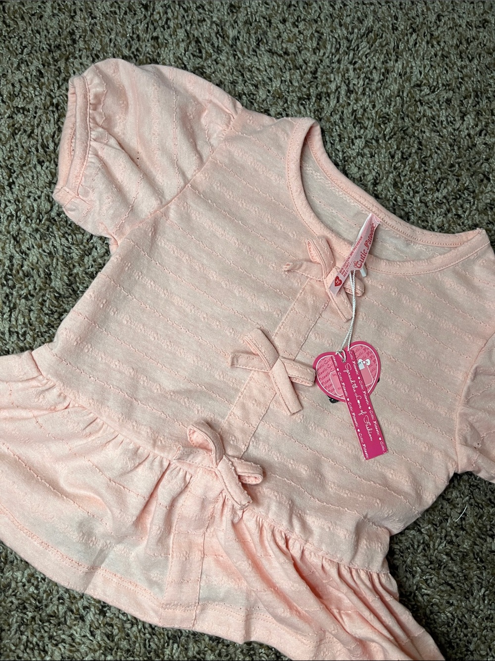 Girls' Pink Short-Sleeve Peplum Top